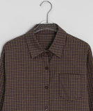 Heildi Ribbon Shirring Check Crop Shirt