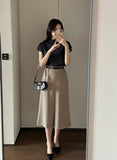 Della Pintuck A-Line Long Skirt (Belt Set)