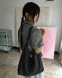 Somni Dot Lace Ribbon Big Shoulder Bag