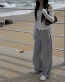Boarding Grey Wide Denim Pants