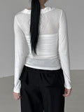 Allv See-Through Unbalanced Collar Tee