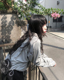 Hidden Shirring Windbreaker String Jacket