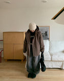 Drain brushed washed denim pants
