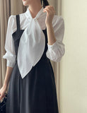 Daymu Tie Shirring Blouse