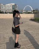 Sou pleats mini skirt