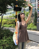 Hari Check Patch Ribbon Big Shoulder Bag