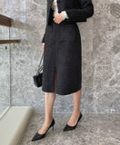 Coner Square Neck Tweed Jacket