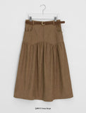 Enno Belt Corduroy Banding Long Skirt