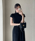 Shua Back Button Repeat Flare Knit One Piece (Belt set)