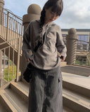 Fury Black Denim Cargo Long Skirt