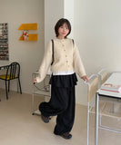 Venenti banding dot frill layered skirt pants