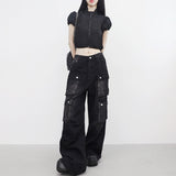 Amua Crop String Half Zip-Up