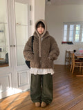 Yuyuri Fluffy Fur High Neck Over Zip-up Jumper