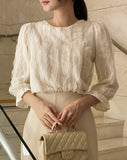 Maiden Wave Lace Three Quarter Sleeve Blouse