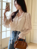 (Sleeveless Set) Shudin Lace Tie Puff Blouse