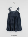 Yubun Denim Tiered Sleeveless Layered One Piece