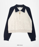 Henbo color matching half-zip crop sweatshirt
