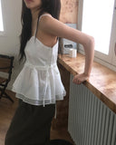 Abing Lace Ribbon Strap Tulip Heart Sleeveless