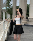 Seat Diagonal Belt Mini Skirt