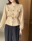 Deca Peplum Trench Jacket Blouse (Belt Set)
