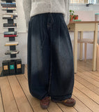 Henen washing pintuck snap button strap denim pants