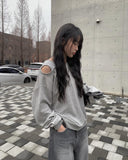 Joying Shoulder Slit Sweatshirt
