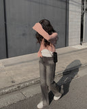 Hawk Washing Bootcut Slit Denim Pants