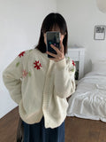 Gella flower embroidery knit cardigan