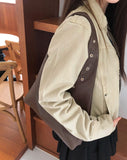 Sheet Eyelet Leather Shoulder Bag
