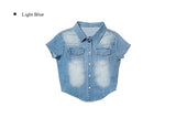 Kit Short Sleeve Snap Denim Shirt