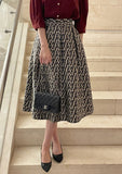Elian Jacquard Pattern Flare Banding Skirt