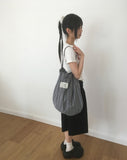 Soan Stripe Patch Big Shoulder Bag