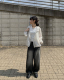Rodeu Black Summer Denim Wide Pants