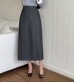 Perroche Stitch Denim Wrap Banding Skirt
