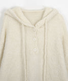 Fman Boucle Half-Open Wool Hood Knit - Wool 50
