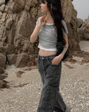 Rolling Cargo Denim Wide Pants