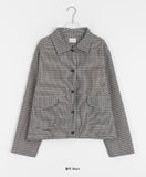 Hokuri Pocket Collar Check Crop Jacket