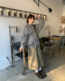 Tomou banding patch cargo cotton long skirt