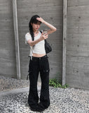 Chyuleu One-Shoulder Unbalanced Shirring Tee