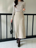 Forest Suede H-Line Long Skirt