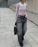 Lilac Slim Ribbed Crop Cardigan