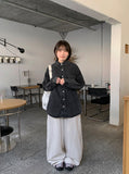 Hedeki banding snap button wide cotton pants