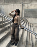 Hako Sand Washing Pintuck Wide Pants