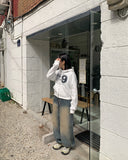 Akira brushed printed crop hood zip-up