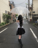 Jea Summer Long Sleeve Off Shoulder See Through Shirring T-Shirt