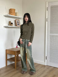 Acre String Washing Wide Denim Pants
