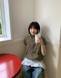 Elke Puff Crop Short Sleeve Wind Zip-Up