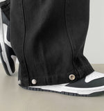 4-Season Hem Snap Long Wide Cotton Pants