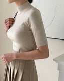 All-Time Plain Half Turtleneck Knit