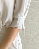 Carriet Chiffon Tie Three Quarter Blouse